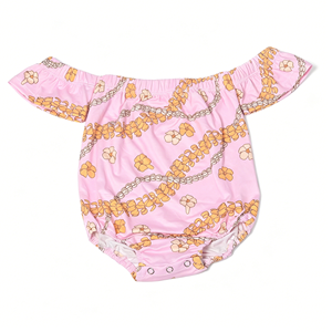 Ge2-2 Stock Baby Girls Knitted Cotton Bamboo Fiber Leo Tube <b>Top</b> One Shoulder Elastic Band <b>Hawaiian</b> Printed Romper - Product Image 5