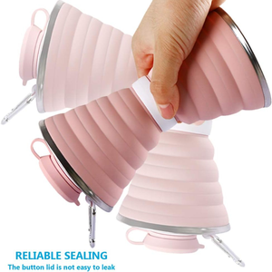 Tasse télescopique d'extérieur pour bain de bouche, portable, résistante aux hautes températures, en silicone pliable, pour café et eau, avec couvercle - Product Image 2