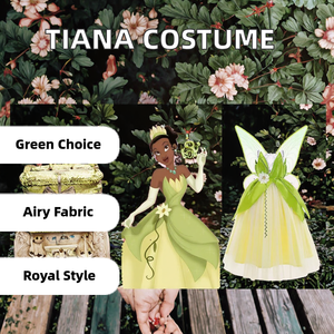 Toddler Girl Princess Costume <strong>Outfit</strong> with Tiana Dress and Cloak Accessory for TV &amp; Movie Cosplay Halloween Festival - Product Image 2