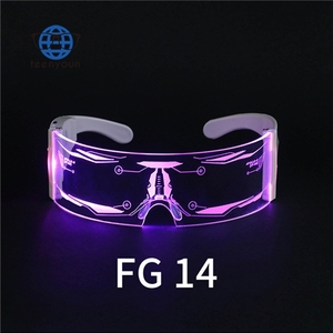 Teenyoun Outdoor Halloween Nightclub Party Disco Music LED Light Emitting <strong>Sunglasses</strong> 2023 8 Color Future Technology Era <strong>Aviation</strong> - Product Image 5