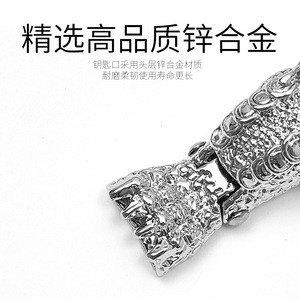 Zinc Alloy Car Keychain Pixiu Design Metal <b>Key</b> <b>Ring</b> For Vehicle Accessory Decorative <b>Key</b> Holder With Spring Mechanism - Product Image 3