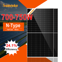 Panneaux solaires photovoltaïques Sunroko double vitrage 700W 700Wp 730W 750W, panneaux solaires bifaciaux mono demi-cellules