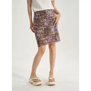Women Sequins Package Hip Skirt Sexy Nightclub Stage Mini Short Fitted Colorful Pencil Skirts