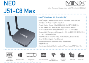 Mini ordinateur MINIX NEO J51-C8 Japer lake N5105 <span class=keywords><strong>Pc</strong></span> industriel wifi6 BT5.2 8GB + 512GB RJ45 1000m avec <span class=keywords><strong>deux</strong></span> antennes wifi Minipcs - Product Image 4