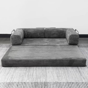 Sofá cama convertible de cuero sintético de tela moderna, sala de estar plegable reclinable para diseño de madera, escuela y Hotel - Product Image 2