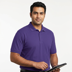 Camiseta Polo de Golf de Algodón Color Morado, Nueva Colección 2023, Venta al por Mayor, OEM, Lisa, Bordada, de Alta Calidad, Personalizable, Cuello Alto, para Hombre - Product Image 1