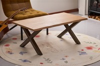 Table basse moderne en MDF avec plateau en bois de chêne et pieds en métal pour le salon