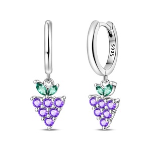 <span class=keywords><strong>Pendientes</strong></span> de plata 925 con <span class=keywords><strong>colgante</strong></span> de circonita color uva morada - Joyería original para mujer - Product Image 1