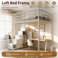Lit superposé en métal design moderne, lit mezzanine avec escalier pour dortoir, hôtels, appartements, écoles