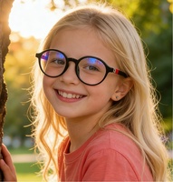 Lunettes pour enfants à monture ronde, lunettes anti-lumière bleue, certifiées selon la norme mondiale de recyclage, adaptées aux enfants qui les portent toute la journée à la maison
