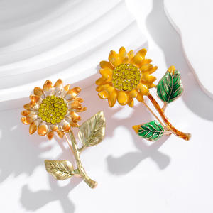 DAIHE XZ-087 Atteindre <span class=keywords><strong>le</strong></span> premier prix grandir <span class=keywords><strong>vers</strong></span> <span class=keywords><strong>le</strong></span> <span class=keywords><strong>soleil</strong></span> rétro Van Gogh Tournesol broche sentiment épinglette. - Product Image 1