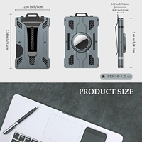 Cartera delgada multifuncional de alta calidad para hombres, de aluminio Metal, bloqueo RFID, Clip para efectivo, tarjetero, identificación a rayas portátil abierta