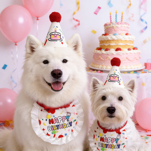 Conjuntos de Acessórios de Aniversário para Animais de Estimação, Luxuosos e Personalizados, com Babadores, Chapéus e Lenços, Bandanas Fofas - Product Image 2