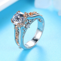 Bague de mode bicolore avec incrustation de zircon, design de luxe de niche, bijoux ajustables pour femme, vente en gros transfrontalière, élégante et remarquable