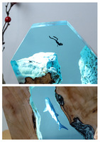 2023 nouveau Design océan plongeur baleine résine lampe de Table résine époxy Base en bois Led lampe décorative de table pour la maison hôtel Bar