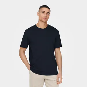 Atacado Impressão Personalizada 200 gsm 250 gsm 260gsm Sobre O Tamanho/Slim fit Algodão/Poliéster Em Branco Unisex Em Torno Do Pescoço T Shirt