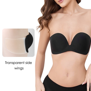 Soutiens-<span class=keywords><strong>gorge</strong></span> sans couture invisibles à décolleté plongeant en V profond, push-up, auto-adhésifs, réutilisables, sans dos, en <span class=keywords><strong>dentelle</strong></span>, amovibles, grandes tailles - Product Image 6