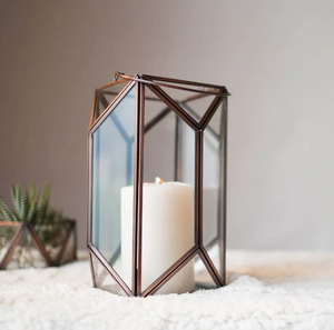 Portavelas de Metal decorativo con farol de cobre, iluminación rústica Vintage de 8,6x6,1 pulgadas para decoración de jardín interior y exterior - Product Image 5