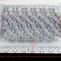 Chaîne de strass en forme de goutte d'eau en gros à prix abordable pour la décoration des costumes de carnaval