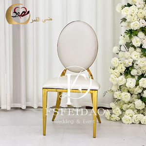 Silla de Comedor Moderna Apilable de Acero Inoxidable para Apartamento, con Respaldo Ovalado Dorado y Funda Extraíble, Venta al por Mayor - Product Image 3