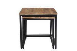 Juego de mesas de centro clásicas de hierro/madera, juego de 2 mesas de centro cuadradas para sala de estar, colección a precio de mayoreo. - Product Image 6