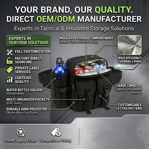 Al Aire Libre 20L Cooler Fanny bolsa táctica pequeña cintura de poliéster con soporte para botella de agua patrón de letras - Product Image 2