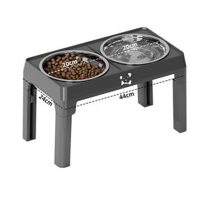 Double gamelles pour chien, 5 niveaux réglables, mangeoire surélevée, gamelles pour nourriture et eau pour animaux de compagnie, avec support <span class=keywords><strong>en</strong></span> <span class=keywords><strong>fer</strong></span> pour chien - Product Image 1
