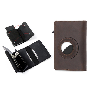 <b>Men</b> Genuine Leather Pop up <b>Wallet</b> Tracker Protector Case Automatic Sliding Card Holder <b>RFID</b> Smart <b>Wallet</b> - Product Image 1