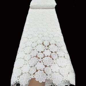 Encaje de Cordón Guipur Blanco con Flores, Tela de Encaje Elegante, Precio Mayorista <span class=keywords><strong>Más</strong></span> Alto, Asoebi Africano PS4029 - Product Image 1