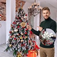 Rangkaian Bunga Natal, Ranting Pinus, Jarum Pinus Buatan, Buah Berry Merah, Ranting Pinus Natal Realistis