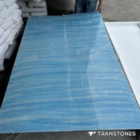 Pierre d'albâtre bleu rétro-éclairé Onyx translucide pour hôtel commercial mur et comptoir de bar tablette haut en gros