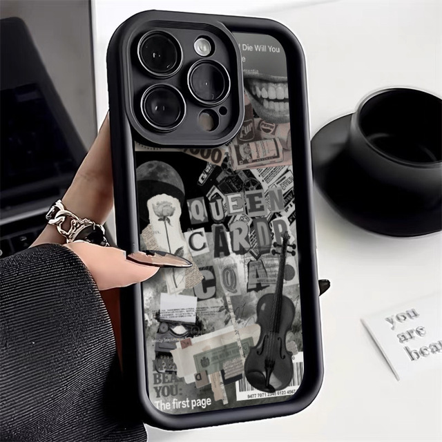 New Style Tide Rose Guitar Boys Phone case for iPhone 16 15 Pro Max 14 13 12 11 XS XR Candy Color Frosted Shockproof Back Cover