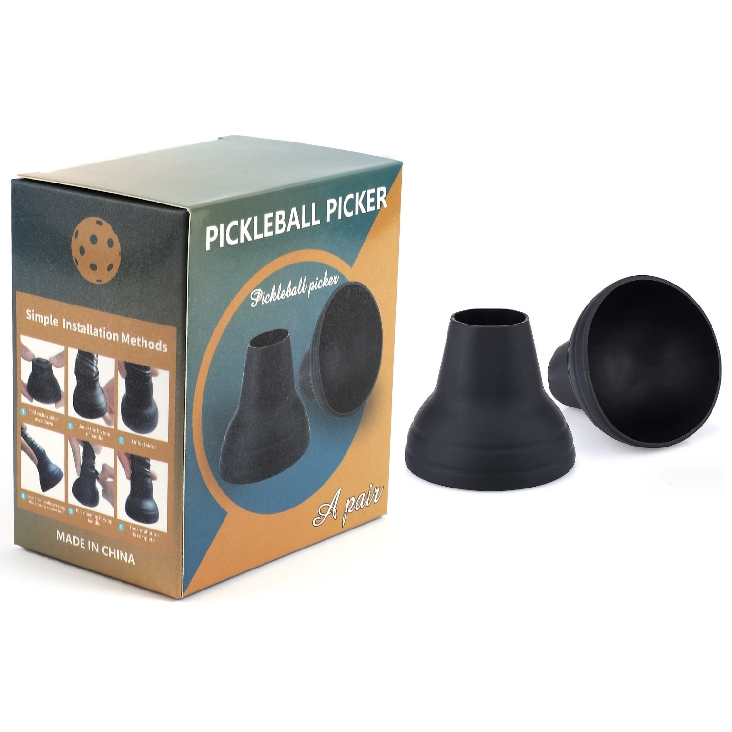 Thick Rubber Pickleball Retriever Ball Putter Grip Device with Pick-up Silicone Cup Golf Training Aid Pick Tools Accessories