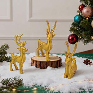 Statuetta di Renna Dorata Stampata in 3D con Motivo a Fiocchi di Neve, Centrotavola Natalizio, Decorazione per la Casa, Regalo di Natale, Ornamento - Product Image 6