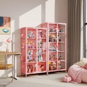 Vitrina Moderna con Puerta de Vidrio, Vitrina Metálica para Curiosidades, 5 Estantes Ajustables, Vidrio Templado <span class=keywords><strong>HD</strong></span>, Vitrina para Sala de Estar - Product Image 1