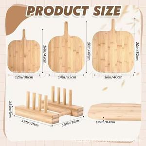 Planche à pizza en bambou avec poignée, planche à découper carrée en bois pour pizza, fruits, pain, service, ensemble d'outils de cuisine durables - Product Image 4