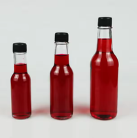 Botol Saus Pedas Kaca Transparan dengan Tutup Sekrup Plastik Merah untuk Sablon