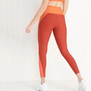 Custom High Waist Tummy Control Stitching Color Design Buttery Soft Gym <b>Leggings</b> for Women - Product Image 3