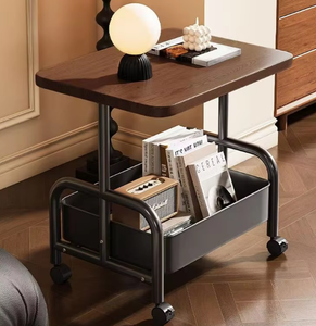 โต๊ะกาแฟเคลื่อนที่ โครงโลหะ หมุนได้ ถอดประกอบได้ ใช้ในห้องนั่งเล่น วางข้างโซฟา รถเข็นเก็บของขนาดเล็ก สำหรับใช้ในบ้าน - Product Image 1