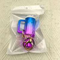 Nouveaux porte-clés mini-gobelets en plastique écologique à dégradé, porte-clés mignon en forme de chien, porte-baume à lèvres miniature