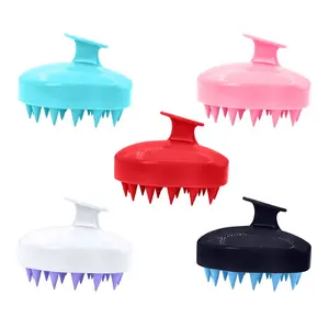 Wholesale Silicone Hair Brush Self Cleaning Women Massage Scalp Hair Shampoo Brush For Hair Growth