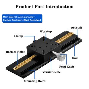Diacion WLZ40-L100 Testa Micrometrica in Alluminio per Asse Z, Guida Lineare Manuale a Corsa Lunga, Capacità di Carico 3kgf, Corsa 60mm - Product Image 3