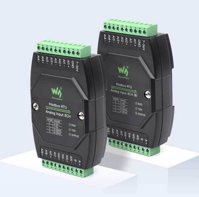 Industrial 8-Ch Analog Acquisition Module, 12-bit High-precision, Supports Voltage and Current Acquisition