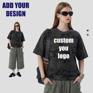 Premium 100% Cotton Camouflage Tee BOXY Wholesale T Shirt Plain Short Sleeve T-Shirt Custom Homme Printing <b>Tshirts</b> For Men - Product Image 2