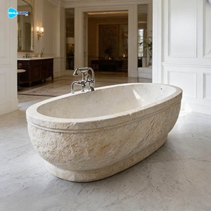 Baignoire autoportante en marbre naturel de haute qualité, grande taille, sur mesure, <span class=keywords><strong>prix</strong></span> de gros, fabriquée en usine - Product Image 4