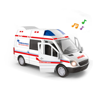 Coche fundido a presión de ambulancia de aleación de puerta abierta con vehículos de juguete de luz de sonido