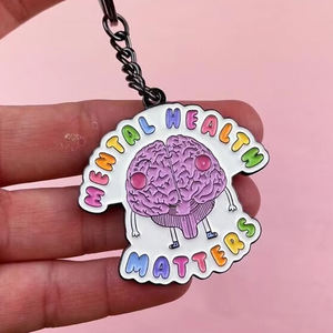Llaveros de dibujos animados de alta calidad, venta al por mayor, artesanía de Metal, llavero de salud Mental colorido, logotipo personalizado, llavero de Metal bonito <span class=keywords><strong>Cerebrum</strong></span> - Product Image 4