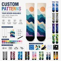 Chaussettes de sport personnalisées imprimées, motif graphique, séchage rapide, 100% coton, ajustement confortable, pour le fitness, le cyclisme et les activités de plein air