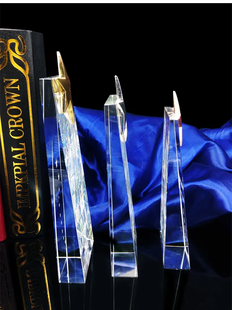 Trophée classique K9 personnalisé en cristal d'étoile en métal et prix de la Plaque de verre, prix Sport