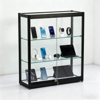 Vitrine rectangulaire moderne en métal et verre avec éclairage LED pour présentation de bijoux, comptoir d'exposition, magasin de détail, boutique de téléphonie, personnalisation